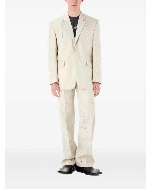 CAMPERLAB White Blazer Boutonné À Effet Usé