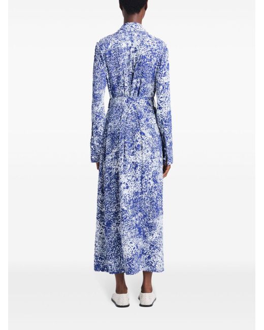 Proenza Schouler Blue Abstract-print Crepe Maxi Dress