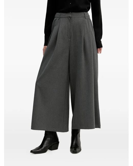 Pedro Del Hierro Madrid Black Pleated Wide-Leg Trousers