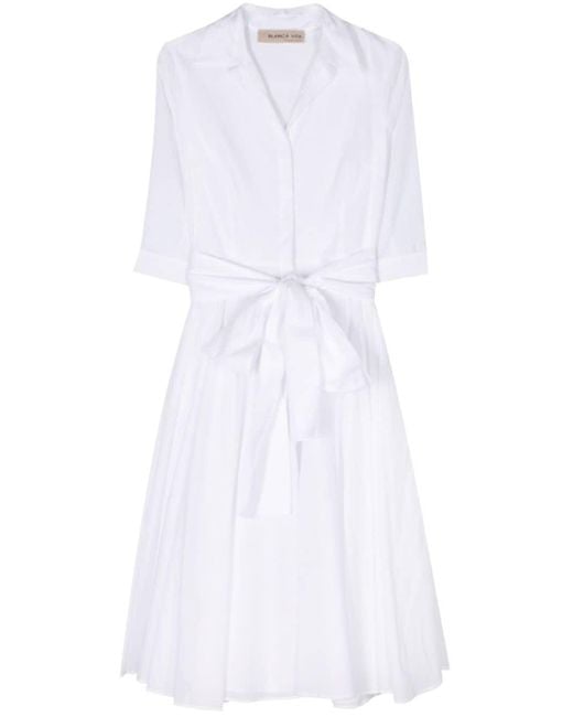 Robe-chemise mi-longue évasée Blanca Vita en coloris White
