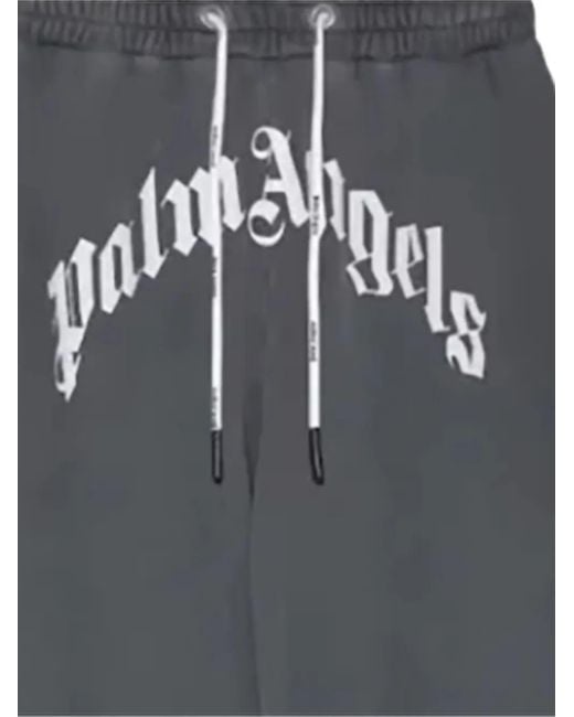 Palm Angels Gray Logo-Print Track Pants for men