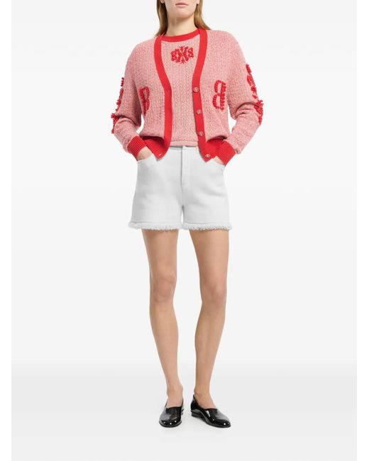 Barrie Pink Logo-Patch Cashmere Top