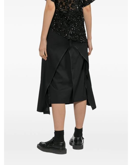 Junya Watanabe Flared Midi-Wikkelrok in het Black