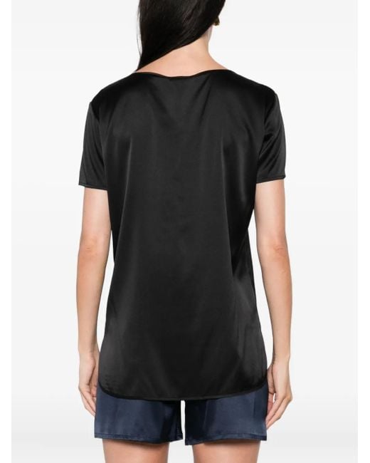 Max Mara Black Satin Short-Sleeve Top