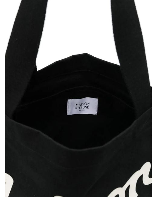 Maison Kitsuné Black Maison Kitsune Handwriting Tote for men