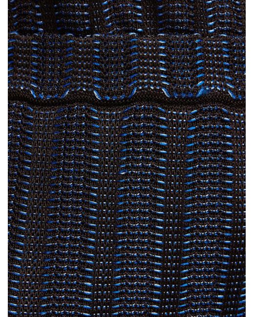 Ferragamo Blue Knitted Micro-jacquard Miniskirt