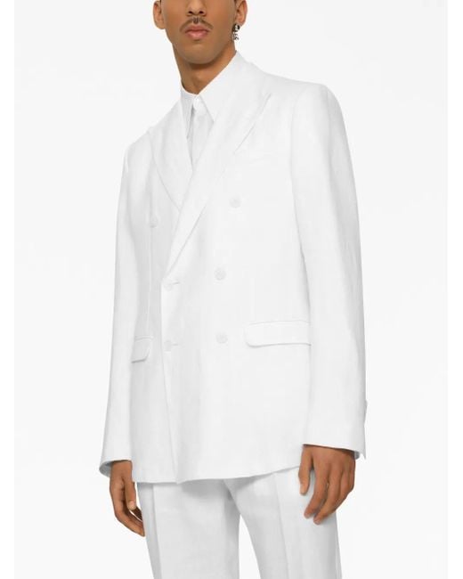 Dolce & Gabbana White Double-Breasted Suit Jacket for men