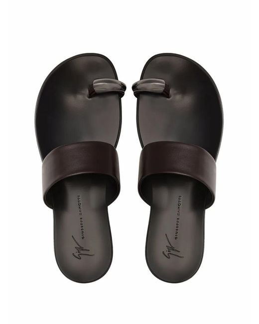 Giuseppe Zanotti Black Norbert Leather Toe-Loop Sandals for men