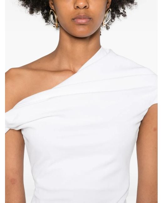 Paris Georgia White Ida One-Shoulder Draped Top