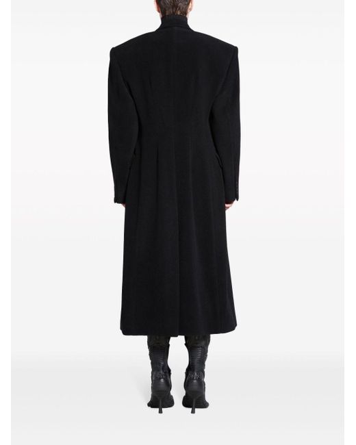 Balenciaga Black Cinched Double-breasted Wool Coat
