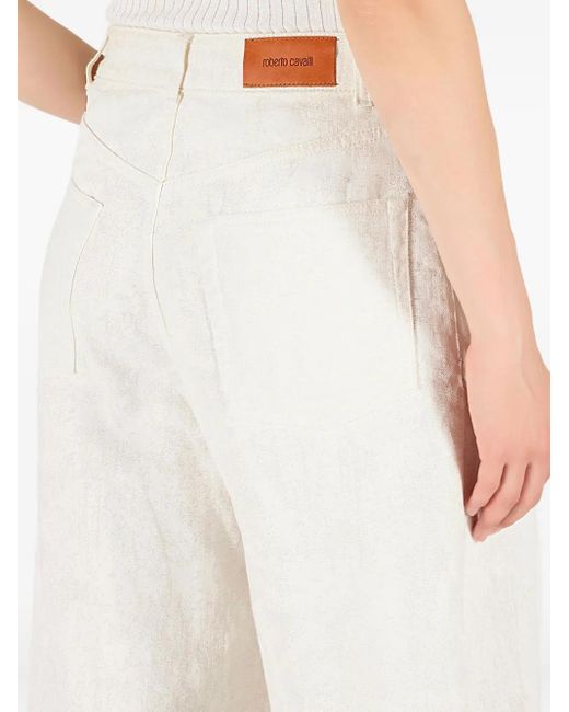 Roberto Cavalli White Logo-Charm Trousers