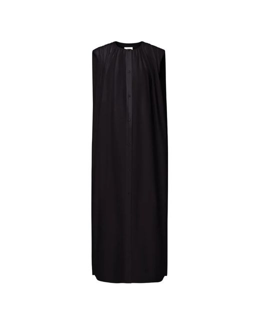 Loulou de Saison Black Button-Fastening Midi Dress