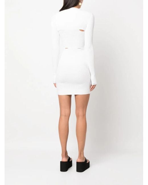 Philosophy Di Lorenzo Serafini White Cut-Out Detail Ribbed Mini Dress
