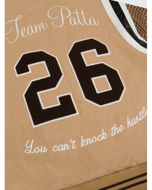 PATTA Natural Logo-Patch Houndstooth Bomber Jacket for men