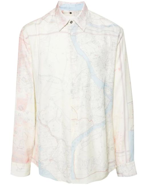 OAMC White Map-Print Shirt for men