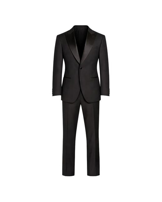Pal Zileri Black Satin-Lapel Suit for men