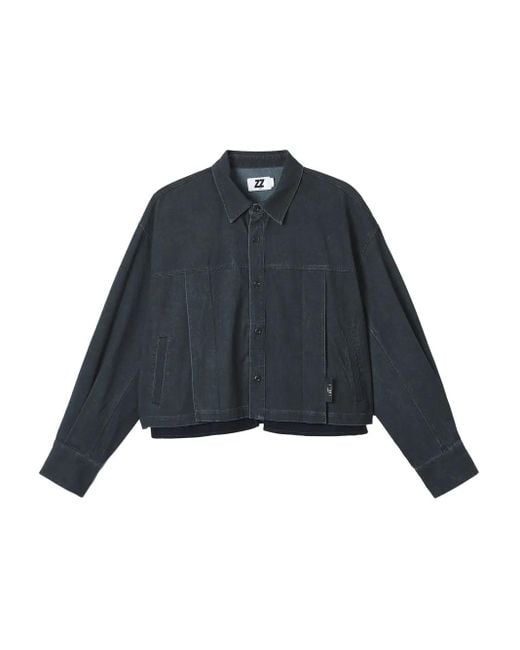 Izzue Blue Pleated-Panel Shirt