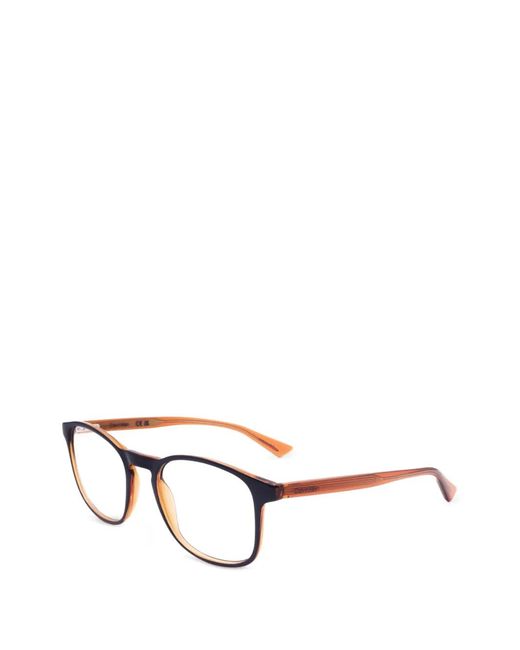 Calvin Klein White Round-Frame Glasses for men
