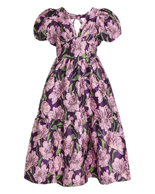 Sister Jane Purple Floraison Jacquard Midi Dress