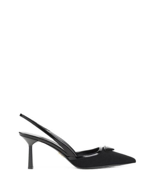 Prada Black Logo-Plaque Slingback Pumps