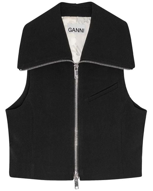 Ganni Black Zipped Vest