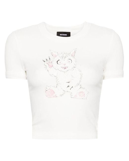 we11done White Doodle Monster Short-sleeve T-shirt - Women's - Polyurethane/cotton