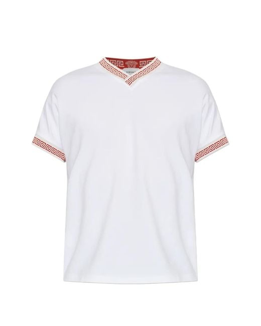 Versace White V-Neck T-Shirt for men