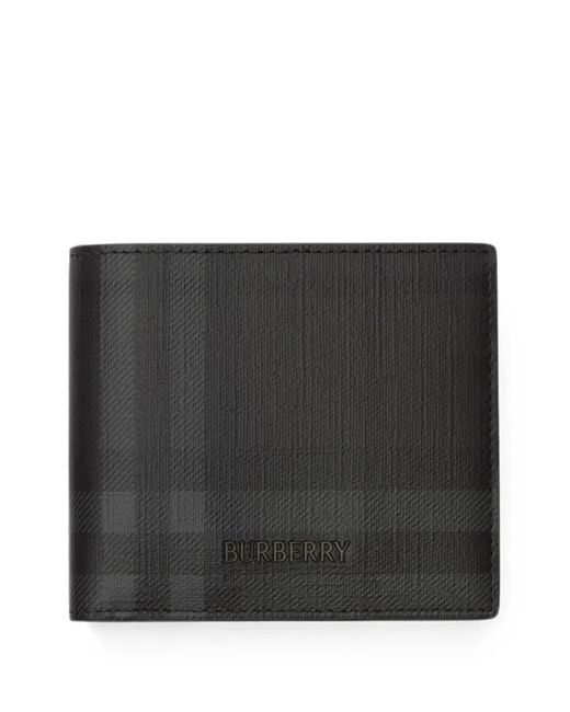 Burberry Black City Check Bifold Coin Wallet for men