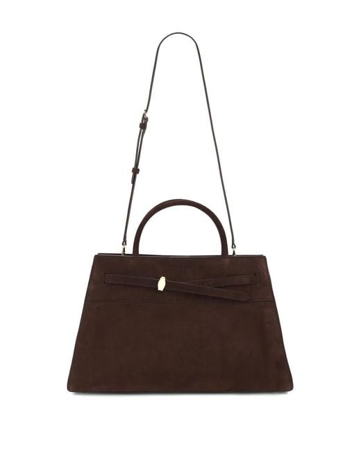 Veronica Beard Brown Large Dash Bsuede Satchel Bag