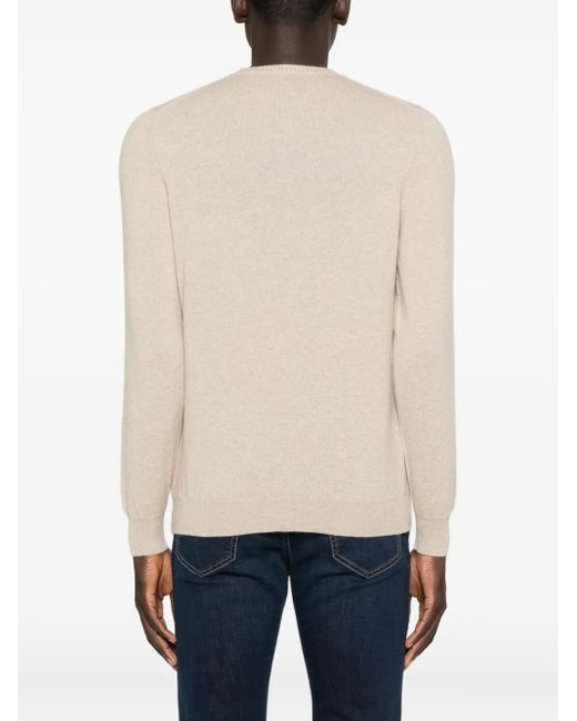 Fedeli Natural Round-Neck Cashmere Sweater for men
