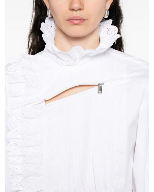 Coperni White Ruffled Pleated Dress
