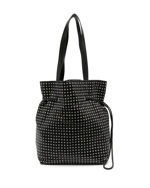 10 Corso Como Black Spot Print Leather Bucket Shoulder Bag