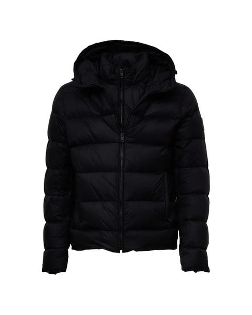 Fay Black Quilted Hooded Coat for men