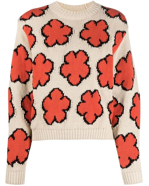 KENZO Red Boke Flower Intarsia-Knit Jumper
