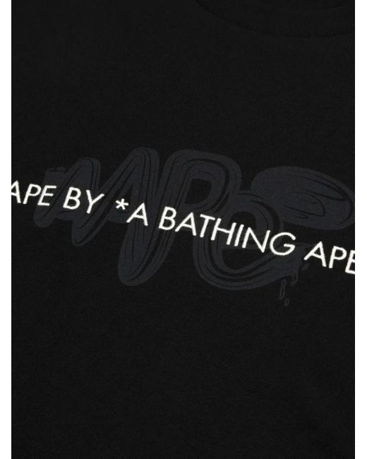 T-Shirt A Maniche Lunghe Con Logo di Aape By A Bathing Ape in Black da Uomo