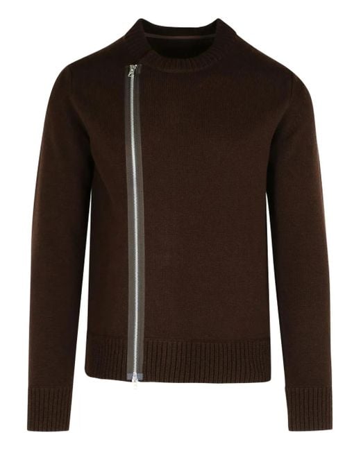 Sacai Brown Zip-Detail Wool Sweater for men