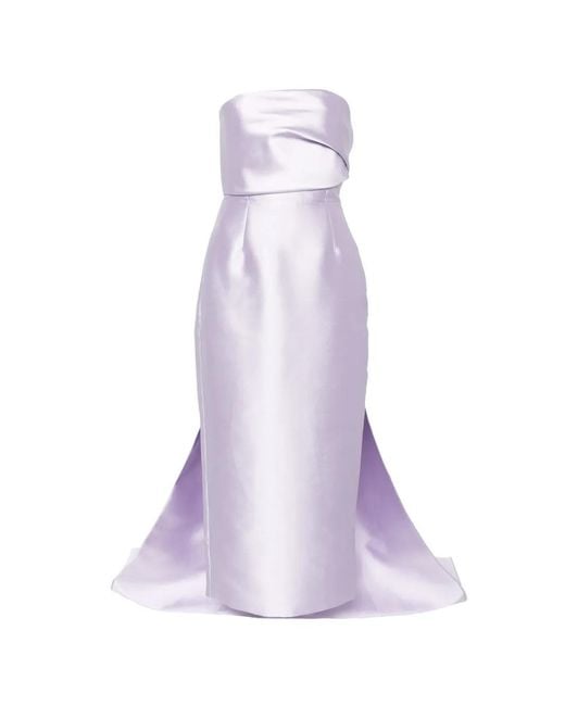 Solace London Purple Kiki Strapless Midi Dress