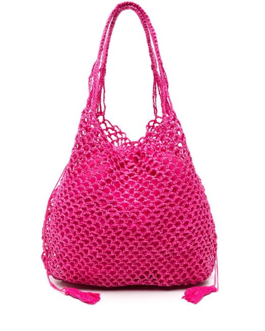 P.A.R.O.S.H. Pink Knotted Raffia Tote Bag