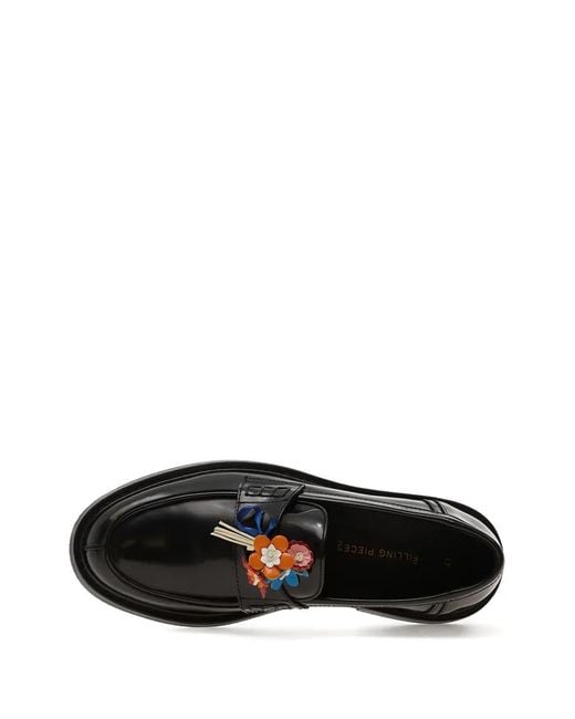 Filling Pieces Black Bouquet Loafers