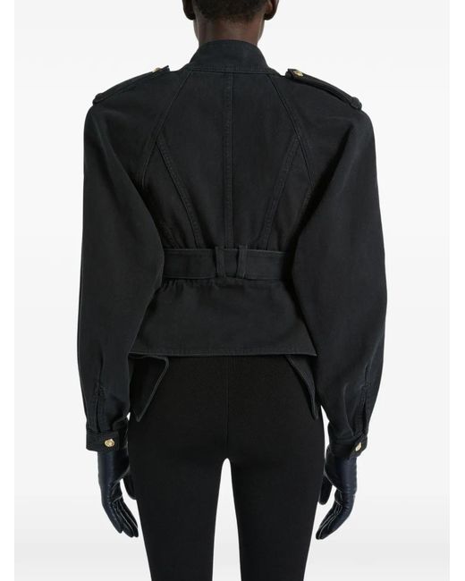Balmain Black Denim Peplum Jacket