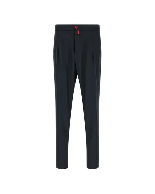 Kiton Black Pinched-Front Tapered Trousers for men
