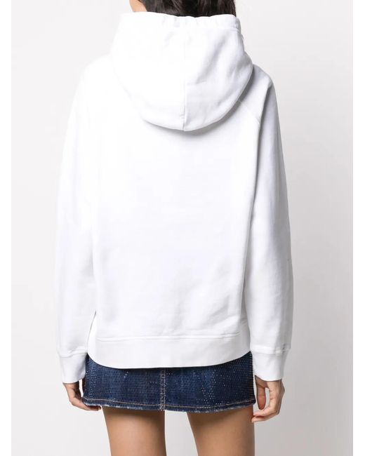 DSquared² White Icon Print Hoodie