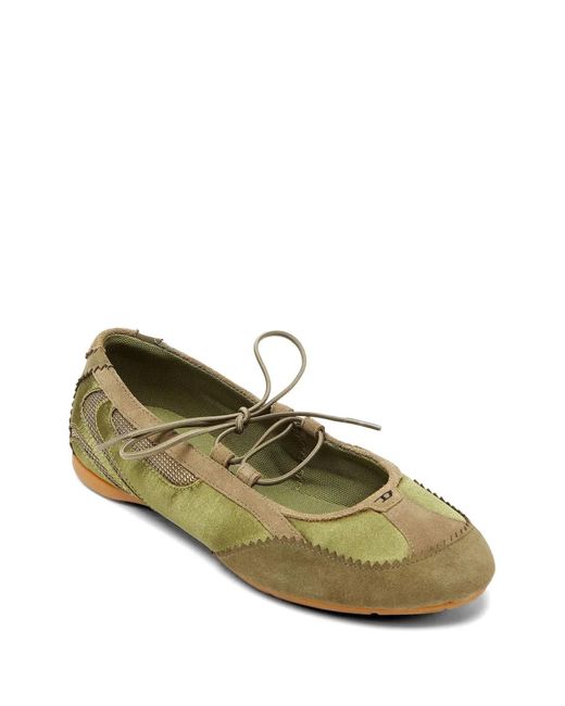 DIESEL Green D-Mile Lace-Up Ballet Flats