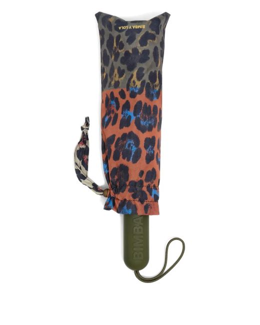 Bimba Y Lola Gray Leopard-Print Umbrella