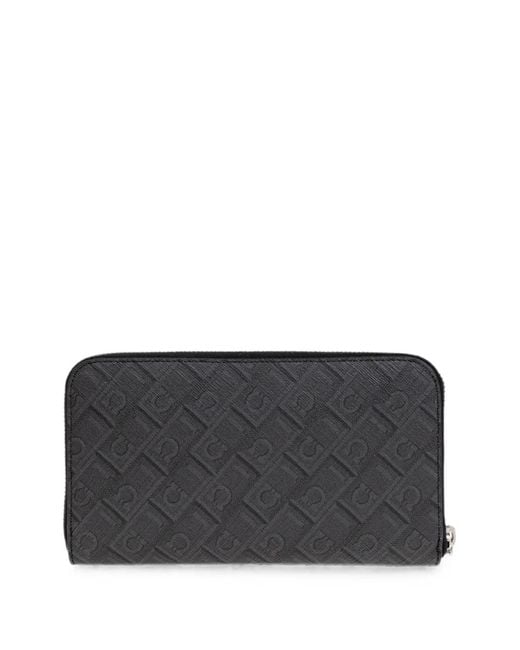 Ferragamo Gray Monogram Zip-Around Wallet for men