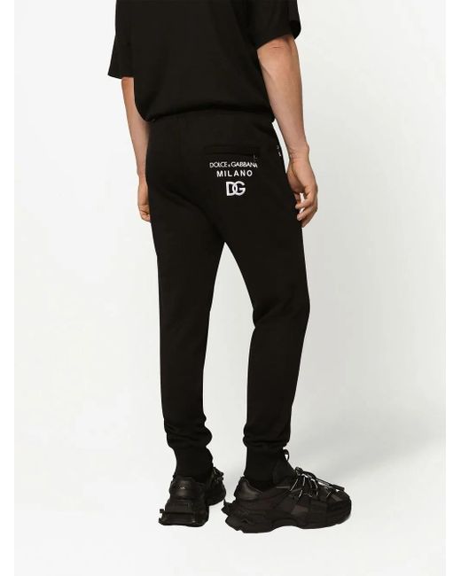 Dolce & Gabbana Black Pantalone jogging Con Placca for men