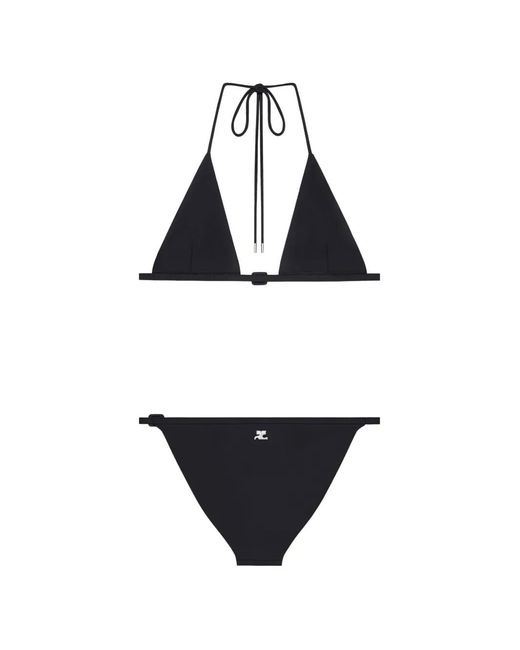 Courreges Black Buckle-Detail Bikini