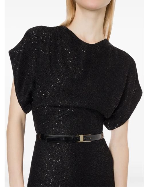 Philosophy Di Lorenzo Serafini Black Sequinned Knitted Midi Dress