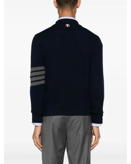 Thom Browne Blue 4-Bar Stripe Cashmere Cardigan for men