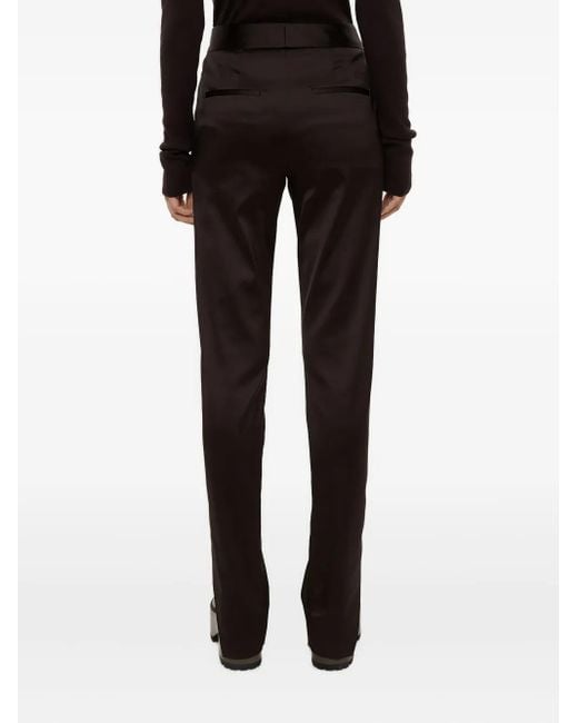 Olivier Theyskens Black Split-Hem Satin Trousers